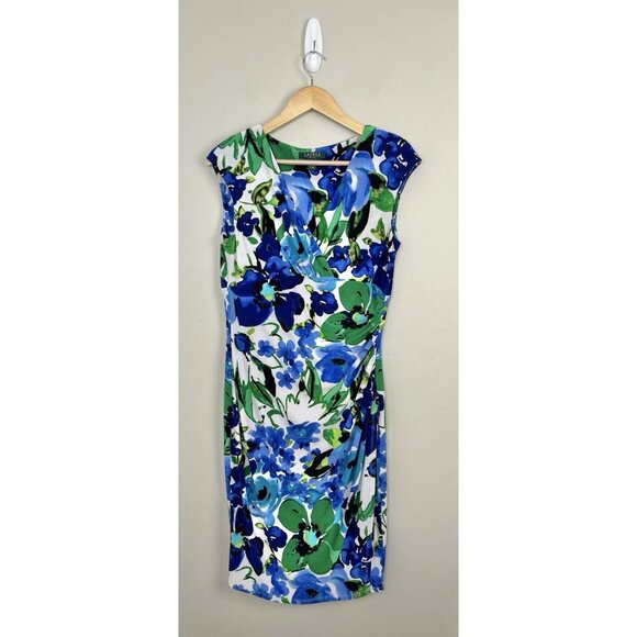Lauren Ralph Lauren Women's Faux Wrap Dress Sz 10‎ Floral Colorful - Picture 1 of 12